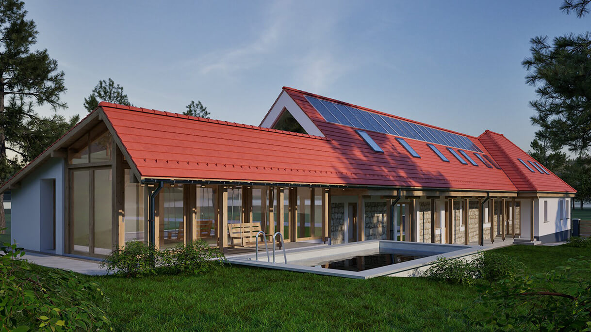 felújított ház udvari nézet